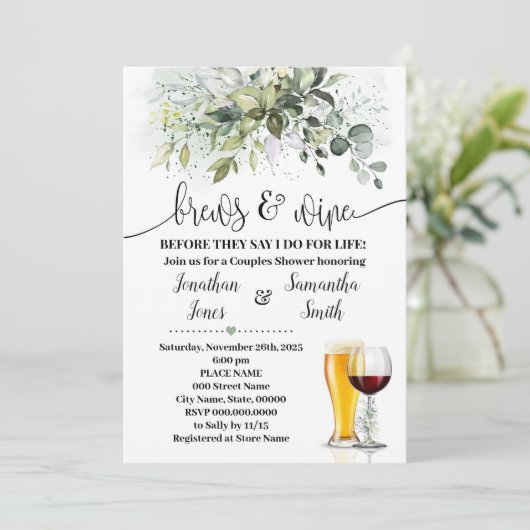 Greenery Brouwen en Wijnparen Douche Kaart (Staand voorkant)