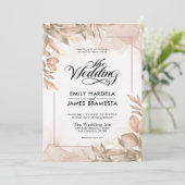 Greenery Brown and Beige Floral Waterverf Wedding Kaart (Staand voorkant)