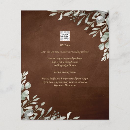 Greenery Brown Wedding Herfst Winter (Achterkant)