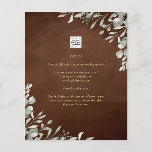 Greenery Brown Wedding Herfst Winter (Achterkant)