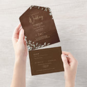 Greenery Brown Wedding Herfst Winter All In One Uitnodiging (Afscheurbaar)