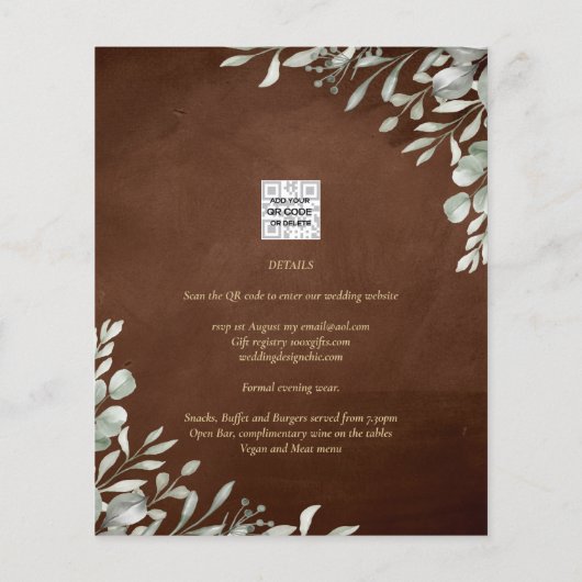 Greenery Brown Wedding Herfst Winter Flyer (Achterkant)