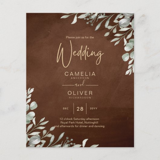 Greenery Brown Wedding Herfst Winter Flyer (Voorkant)
