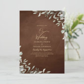 Greenery Brown Wedding Herfst Winter Kaart (Staand voorkant)