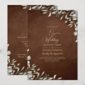 Greenery Brown Wedding Herfst Winter Kaart (Voorkant / Achterkant)