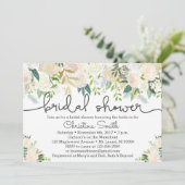 Greenery Bruids Douche Uitnodiging ivoor accenten (Staand voorkant)