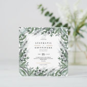 Greenery bruiloft nodigen kaart (Staand voorkant)