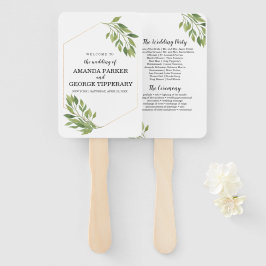 Greenery bruiloft Program fan Handwaaier