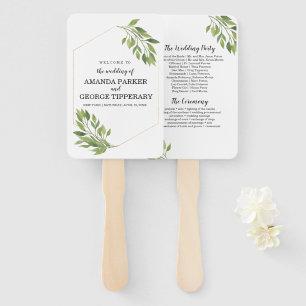 Greenery bruiloft Program fan Handwaaier