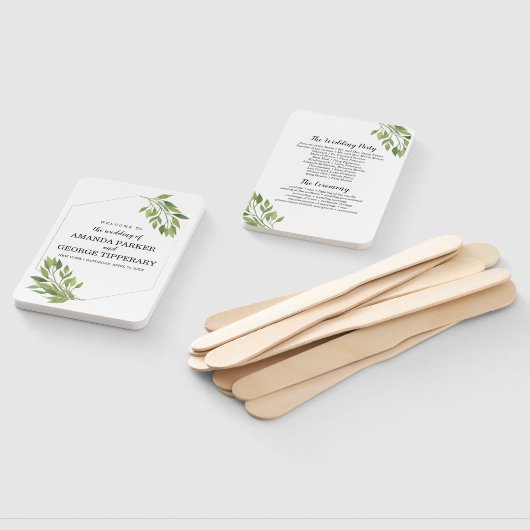 Greenery bruiloft Program fan Handwaaier (Niet-gemonteerd)