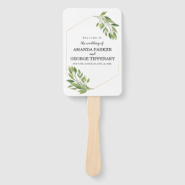 Greenery bruiloft Program fan Handwaaier