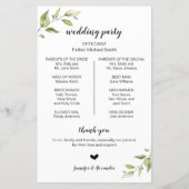 Greenery bruiloft programma (Achterkant)