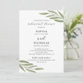 Greenery bruiloft repetitie diner uitnodiging (Staand voorkant)