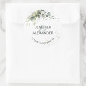 Greenery bruiloft ronde sticker (Tas)