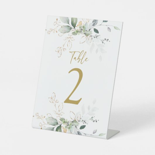 Greenery bruiloft Tafelnummer voetteken Reclamebord Met Voetstuk (Voorkant)