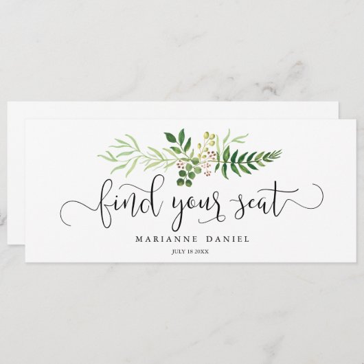 Greenery bruiloft vindt je stoelbord (Voorkant / Achterkant)