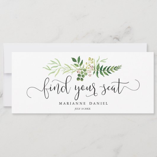 Greenery bruiloft vindt je stoelbord (Voorkant)