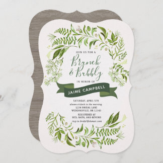 Greenery Brunch & Bubble Bridal Shower Invitation Kaart