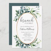 Greenery Brunch en Bubble Vrijgezellenfeest Kaart (Voorkant / Achterkant)