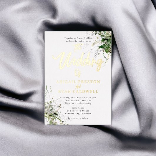 Greenery Brush Kalligrafie bruiloft Folie Uitnodiging