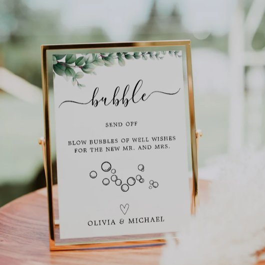 Greenery Bubble Verstuur uit teken, bruiloft teken Kaart