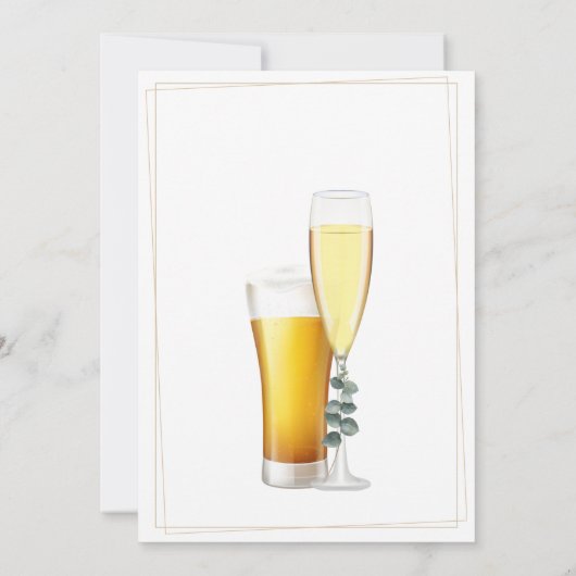 Greenery Bubbles and Brews Couples Douche Uitnodig Kaart (Achterkant)