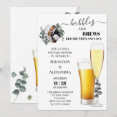 Greenery Bubbles and Brews Couples Douche Uitnodig Kaart (Voorkant / Achterkant)