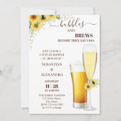 Greenery Bubbles en Brews Couples Shower Invitati Kaart (Voorkant)