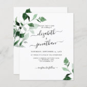 Greenery Budget Foliage Wedding Invitation (Voorkant / Achterkant)