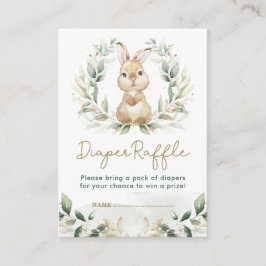 Greenery Bunny Rabbit Diaper Raffle Baby shower Informatiekaartje