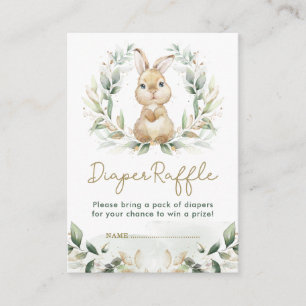 Greenery Bunny Rabbit Diaper Raffle Baby shower Informatiekaartje