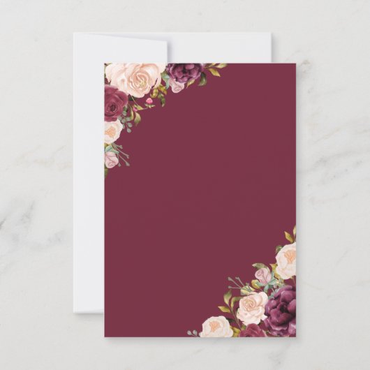 Greenery Burgundy Marsala Red Floral Vrijgezellenf Bedankkaart (Achterkant)