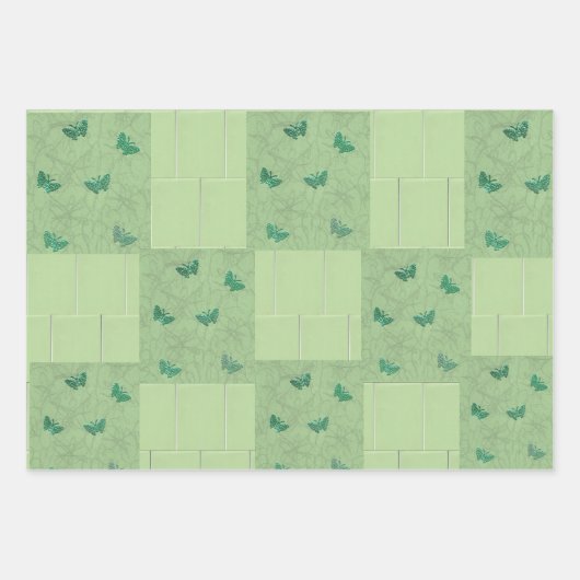 Greenery Butterflies Wrapping Paper Sheets (Voorkant)