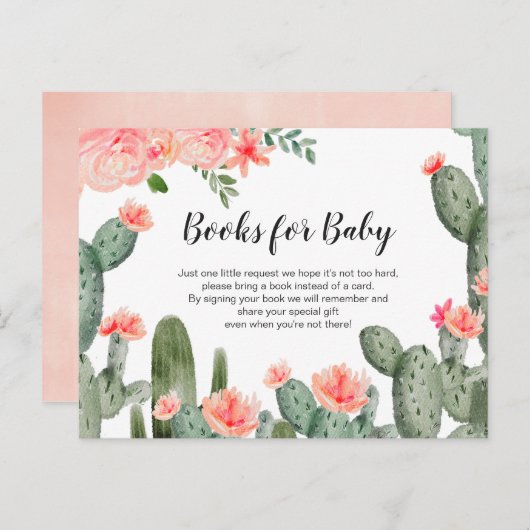 Greenery Cactus Baby shower - Neem een boekentusse Uitnodiging Briefkaart (Voorkant / Achterkant)