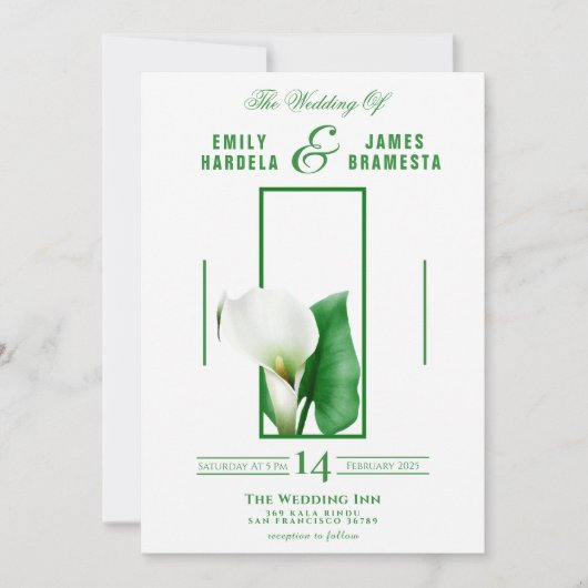 Greenery Cala Lily Wedding Kaart (Voorkant)
