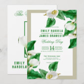 Greenery Cala Lily Wedding Kaart (Voorkant / Achterkant)