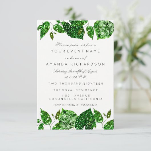 Greenery Cali Green Glitter Woodland Ivy Leafs Eva Kaart (Staand voorkant)