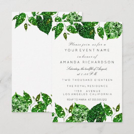 Greenery Cali Green Glitter Woodland Ivy Leafs Eva Kaart (Voorkant / Achterkant)