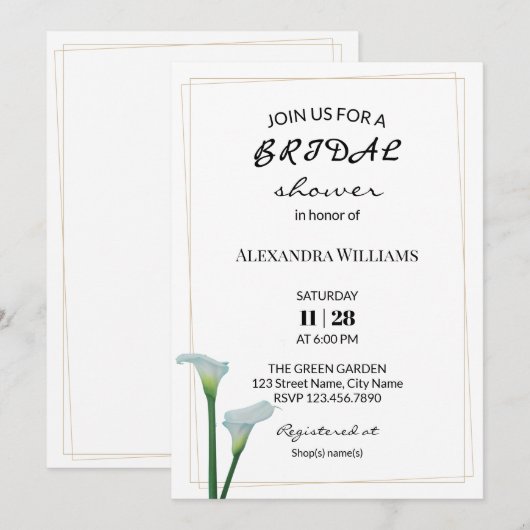 Greenery Calla Lily Bridal Shower Kaart (Voorkant / Achterkant)