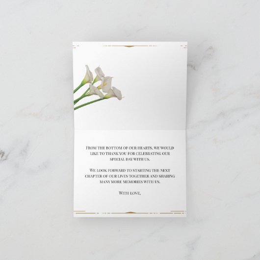 Greenery Calla Lily Wedding Dank je wel kaart (Binnen)