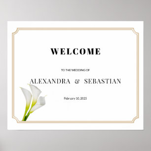 Greenery Calla Lily Wedding Welcome Sign Poster