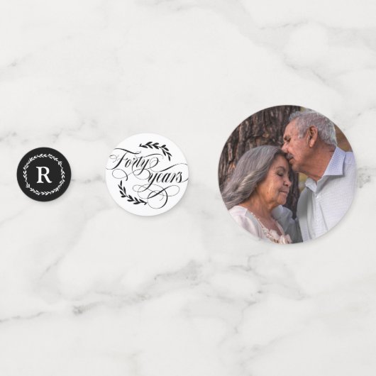 Greenery Calligraphy 40th Wedding Jubileum Confetti (Voorkanten)