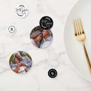 Greenery Calligraphy 60th Wedding Jubileum Confetti