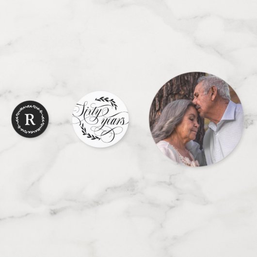 Greenery Calligraphy 60th Wedding Jubileum Confetti (Voorkanten)