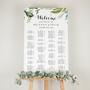 Greenery Calligraphy Alfabetical Seating Chart Poster