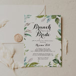 Greenery Calligraphy Brunch met de Bride Shower Kaart<br><div class="desc">Deze groene kalligrafiembrunch met de bruiddoucheuitnodiging is perfect voor een moderne trouwdouche. Het ontwerp is hoofdzakelijk voorzien van groene tropische bladeren met een aanraking van roze bloemen.</div>