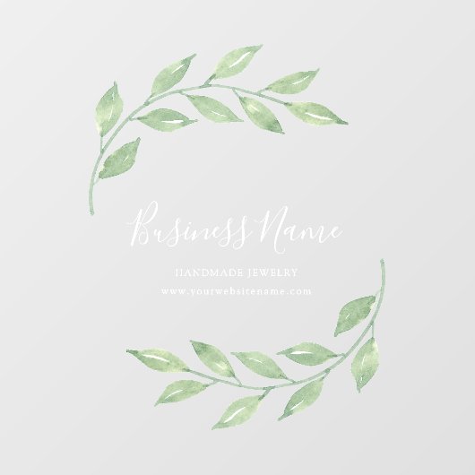 Greenery Calligraphy Business Name Raamsticker (Vel)