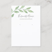 Greenery Calligraphy Earning Jewelry Display Visitekaartje (Voorkant)