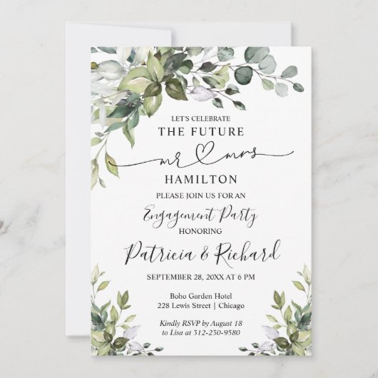 Greenery Calligraphy Engagement Party Aankondiging (Voorkant)