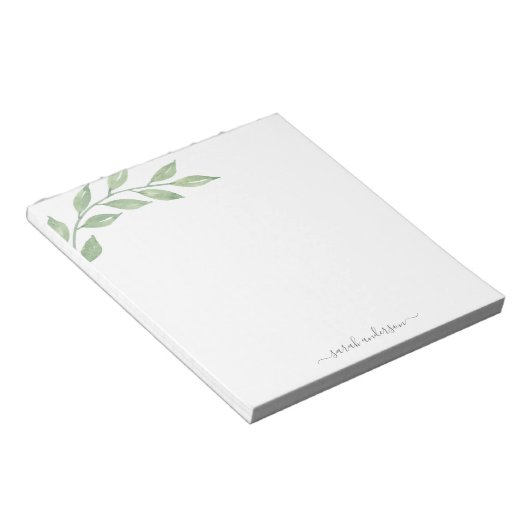 Greenery Calligraphy Personalized Notitieblok (Schuin)